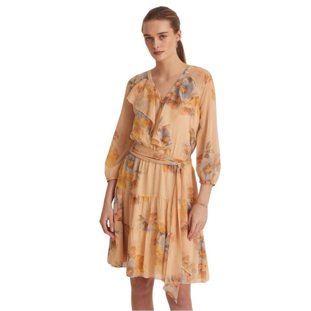 Lauren Ralph Lauren Floral Flowy Georgette Tiered Spring Wedding Guest Dress 4